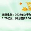 美康生物：2024年上半年净利润1.78亿元，同比增长2.06%