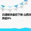白酒板块盘初下挫 山西汾酒一度跌超8%