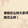 春晚怎么样大家评（春晚怎么样）