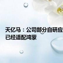 天亿马:公司部分自研应用产品已经适配鸿蒙