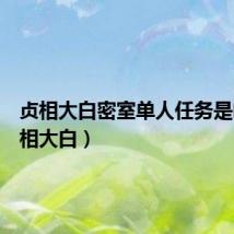 贞相大白密室单人任务是啥(贞相大白)