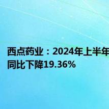 西点药业:2024年上半年净利润同比下降19.36%