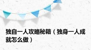 独自一人攻略秘籍（独身一人成就怎么做）