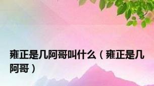 雍正是几阿哥叫什么（雍正是几阿哥）