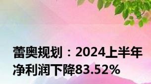 蕾奥规划：2024上半年净利润下降83.52%