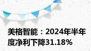 美格智能：2024年半年度净利下降31.18%