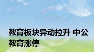 教育板块异动拉升 中公教育涨停