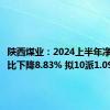 陕西煤业：2024上半年净利润同比下降8.83% 拟10派1.09元