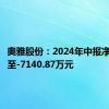 奥雅股份：2024年中报净利润降至-7140.87万元