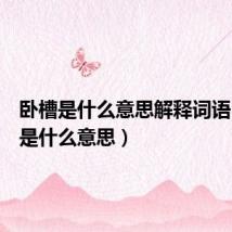 卧槽是什么意思解释词语(卧槽是什么意思)