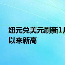 纽元兑美元刷新1月2日以来新高
