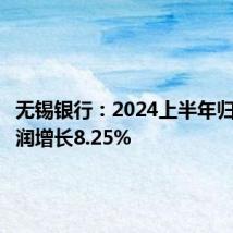 无锡银行:2024上半年归母净利润增长8.25%