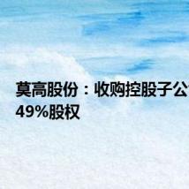 莫高股份:收购控股子公司剩余49%股权