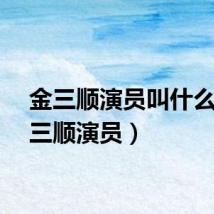 金三顺演员叫什么（金三顺演员）