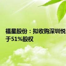 福星股份:拟收购深圳悦目不少于51%股权
