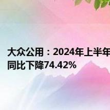 大众公用:2024年上半年净利润同比下降74.42%