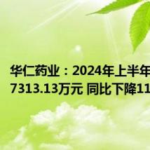华仁药业:2024年上半年净利润7313.13万元 同比下降11.02%