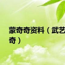 蒙奇奇资料（武艺蒙奇奇）
