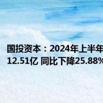 国投资本:2024年上半年净利润12.51亿 同比下降25.88%