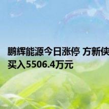 鹏辉能源今日涨停 方新侠席位净买入5506.4万元