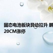 固态电池板块异动拉升 鹏辉能源20CM涨停