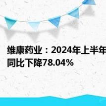维康药业：2024年上半年净利润同比下降78.04%