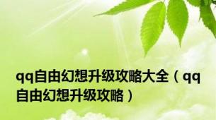 qq自由幻想升级攻略大全（qq自由幻想升级攻略）