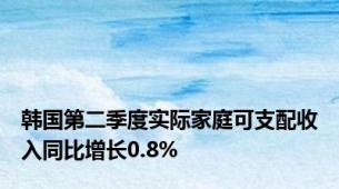 韩国第二季度实际家庭可支配收入同比增长0.8%
