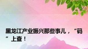 黑龙江产业振兴那些事儿，“码”上查！