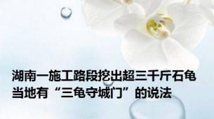 湖南一施工路段挖出超三千斤石龟 当地有“三龟守城门”的说法