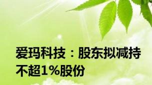 爱玛科技：股东拟减持不超1%股份