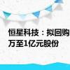 恒星科技：拟回购5000万至1亿元股份