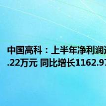 中国高科:上半年净利润达2177.22万元 同比增长1162.97%