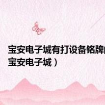 宝安电子城有打设备铭牌的吗?(宝安电子城)