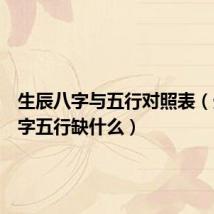 生辰八字与五行对照表(生辰八字五行缺什么)