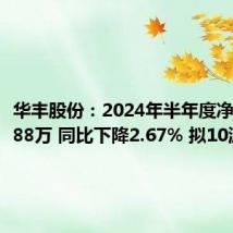 华丰股份:2024年半年度净利润4688万 同比下降2.67% 拟10派2元