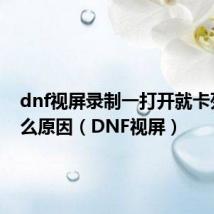 dnf视屏录制一打开就卡死机什么原因(DNF视屏)