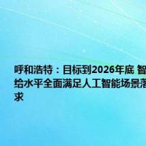 呼和浩特:目标到2026年底 智能算力供给水平全面满足人工智能场景落地发展需求