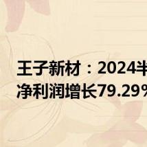 王子新材:2024半年度净利润增长79.29%