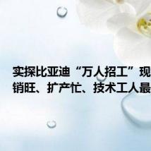实探比亚迪“万人招工”现场:产销旺、扩产忙、技术工人最吃香