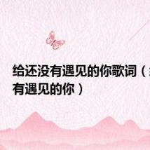 给还没有遇见的你歌词(给还没有遇见的你)