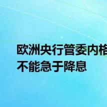 欧洲央行管委内格尔：不能急于降息