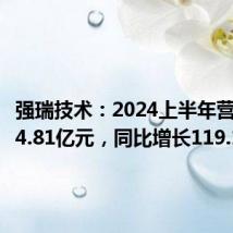 强瑞技术:2024上半年营业收入4.81亿元,同比增长119.15%