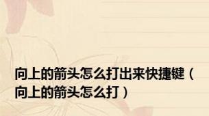向上的箭头怎么打出来快捷键（向上的箭头怎么打）