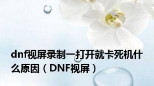 dnf视屏录制一打开就卡死机什么原因（DNF视屏）