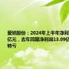 爱旭股份：2024年上半年净利润-17.45亿元，去年同期净利润13.09亿元，同比转亏