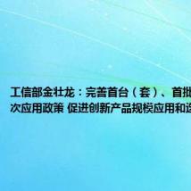 工信部金壮龙:完善首台(套)、首批次、首版次应用政策 促进创新产品规模应用和迭代升级
