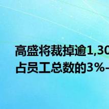 高盛将裁掉逾1,300人 占员工总数的3%-4%