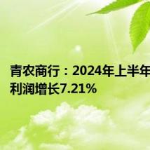 青农商行:2024年上半年归母净利润增长7.21%