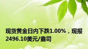 现货黄金日内下跌1.00%，现报2496.10美元/盎司